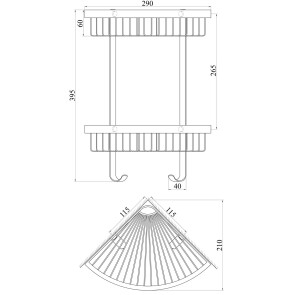 Полка двойная угловая TOPAZ TKB-4115-2-BL №3