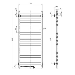 Рушникосушка електрична NAVIN Ellipse 500х1200 Sensor права, чорний муар №5