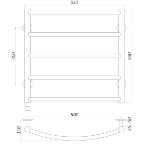 Рушникосушарка UNIO LD ER 500-500-5 BLK Драбинка Дуга електро чорна №6