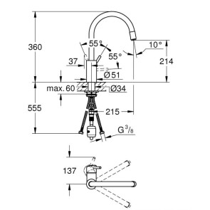 Смеситель для кухни с выдвижным изливом Grohe Concetto new 32663003 №2