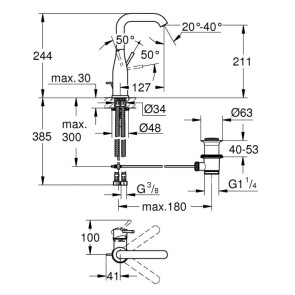 Смеситель для раковины L-размера Grohe Essence New 32628001 №5