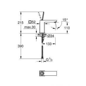 Змішувач для раковини M-розміру Grohe Eurocube Joy 23658000 №4