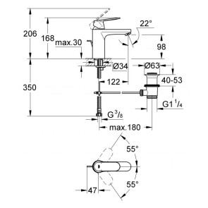 Змішувач для раковини M-розміру Grohe Eurosmart Cosmopolitan 23325000 №2