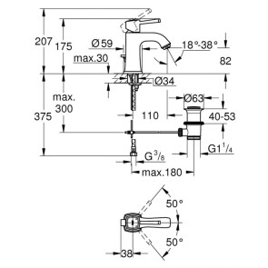 Змішувач для раковини M-розміру Grohe Grandera 23303000 №2