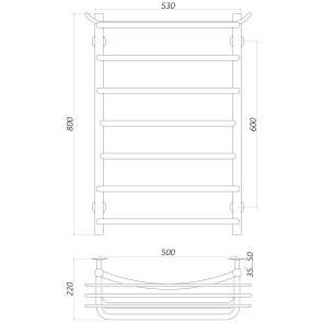 Рушникосушарка UNIO Zp W 800-500-7 Зета з полицею вода №5