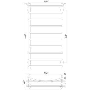 Полотенцесушитель UNIO Zp W 1000-500-10 Зета с полкой вода №5