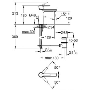 Змішувач для раковини S-розміру Grohe Lineare New 32114001 №4