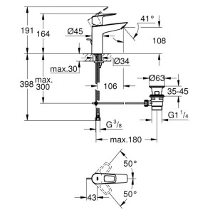 Змішувач для раковини M-розміру Grohe BauLoop New 23762001 №2