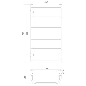 Рушникосушарка UNIO LS W 800-400-6 Драбинка Скоба вода №4