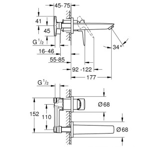 Змішувач для раковини прихованого монтажу Grohe BauEdge New 20474001 №2