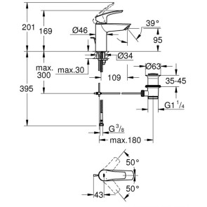 Змішувач для раковини S-розміру Grohe Eurosmart New 33265003 №5