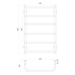 Полотенцесушитель UNIO LS W 800-500-6 Лесенка Скоба вода №4