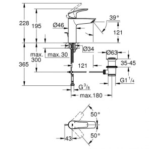 Змішувач для раковини M-розміру Grohe Eurosmart New 23322003 №4