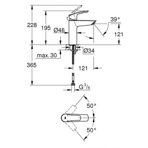 Змішувач для раковини M-розміру Grohe Eurosmart New 23324003 №3