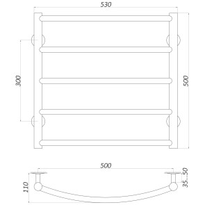 Рушникосушарка UNIO LD W 500-500-5 BLK Драбинка Дуга вода чорна №5