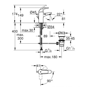 Смеситель для раковины S-размера Grohe StartCurve 2376500 №2