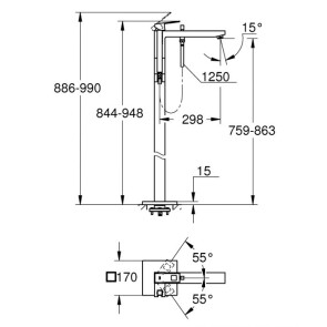 Підлоговий змішувач для ванни Grohe Eurocube 23672001 №2