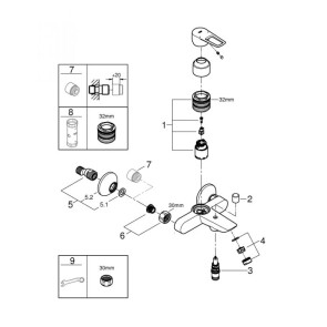 Смеситель для ванны Grohe BauLoop New 23603001 №3