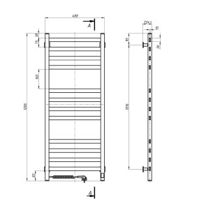 Рушникосушка електрична NAVIN Авангард 480х1200 Sensor, біла, ліва, таймер №6