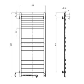 Полотенцесушитель электрический NAVIN Авангард 480х1200 Sensor, чёрный, левый, таймер №6