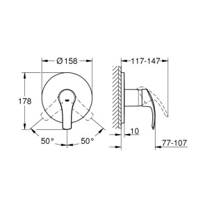 Змішувач прихованого монтажу для 1 споживача Grohe Eurosmart 24042002 №2