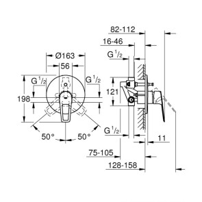 Змішувач прихованого монтажу на 2 споживача Grohe BauLoop New 29081001 №2