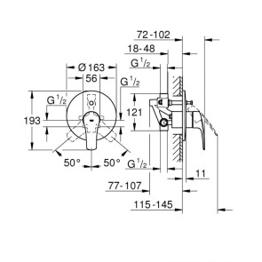 Смеситель скрытого монтажа на 2 потребителя Grohe Eurosmart New 33305003 №4