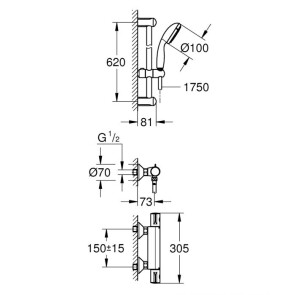 Комплект смесителей для ванной комнаты с термостатом Grohe BauEdge New UA34105TS0 №4