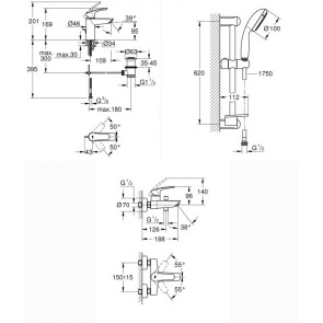 Комплект змішувачів для ванної кімнати Grohe Eurosmart New UA123238S0 №8