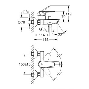 Комплект змішувачів для ванної кімнати Grohe BauEdge New UA12336TS0 №10