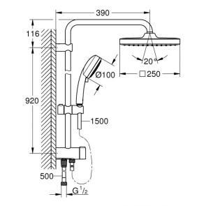 Душова система Grohe Tempesta Cosmopolitan System 250 Cube Flex 26694000 №4