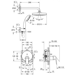 Душевая система скрытого монтажа со смесителем Grohe Eurosmart Cosmopolitan 25219001 №2