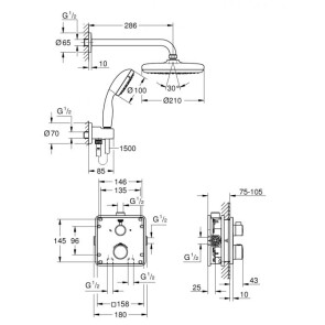 Душова система прихованого монтажу з термостатом Grohe Grohtherm Convent. Concealed 34729000 №2