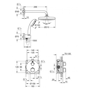 Душова система прихованого монтажу з термостатом Grohe Grohtherm Convent. Concealed 34727000 №2