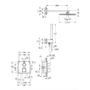 Душова система прихованого монтажу з термостатом Grohe Grohtherm Cube 34741000 №2