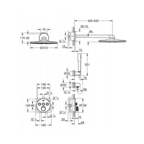 Душова система прихованого монтажу з термостатом Grohe Grohtherm SmartControl 34705000 №2