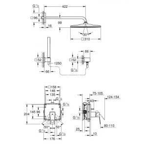 Душова система прихованого монтажу зі змішувачем Grohe Eurocube 25238000 №3