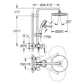 Душова система зі змішувачем для душа Grohe New Tempesta Cosmop. System 26673000 №5