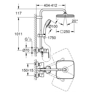 Душова система зі змішувачем для душа Grohe New Tempesta Cosmop. System 26692000 №5