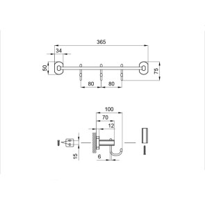 Аксессуар Liberty ANT 1154-3 держатель для полотенца 3 крючка QT №2