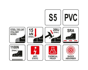 Сапоги пвх водонепроницаемые, химически устойчивые, антистатические с металлическим носком yato, 38 см, размер 44 №4