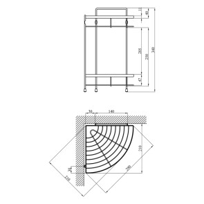 Полка для ванной комнаты угловая Kroner KRM Rizze - ACC329-2 №2