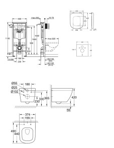 Комплект інсталяції з унітазом 4 в 1 Grohe Euro Ceramic Bundle UA39206CB0 №2