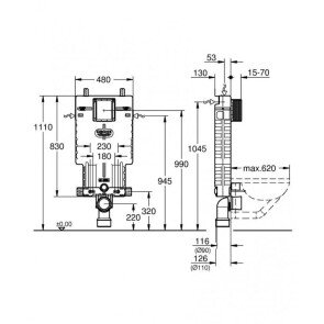 Інсталяція для унітазу із EPS корпусом Grohe 38643001 №2