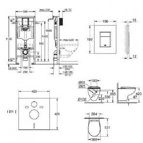 Комплект инсталляции с унитазом 4 в 1 Grohe Solido Bau Ceramic Bundle 39586000 №2