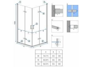 Душевая Кабина REA Molier Хром Double 100x100 KPL-6371-6371 №4