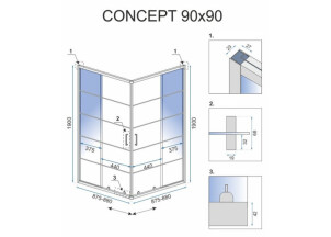 Душова Кабіна REA Concept Чорний 90x90 + Душовий Піддон Savoy Чорний KPL-K5478-K4803 №5