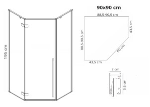 Душова Кабіна REA Diamond Золото 90x90 REA-K4904 №6