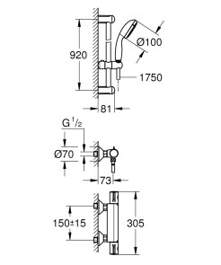 Термостат для душа с душевым гарнитуром Grohe Grohtherm 800 34566001 №5