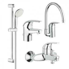 Комплект змішувачів для ванної кімнати і кухні Grohe Euroeco New UA123242K0 №1